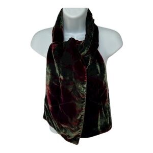 Genevieve Dion Scarf Velour Green & Red Iridescent Rectangle 8" x 68" Canada